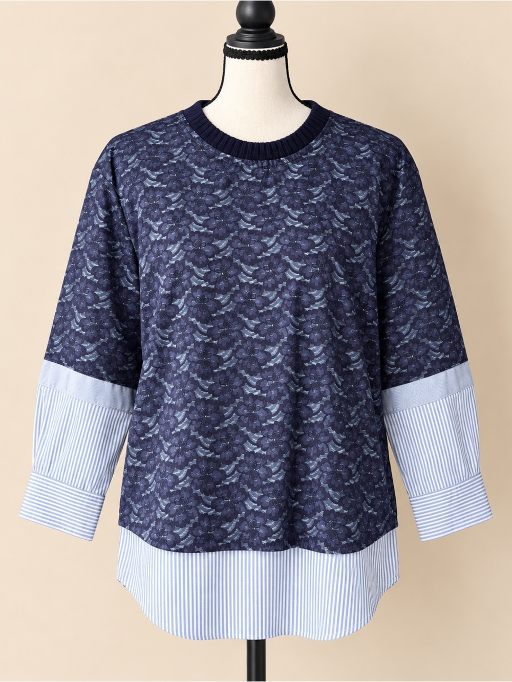 Handmade UpCycled Textured Cotton Lace Cashmere Snap Back Top M